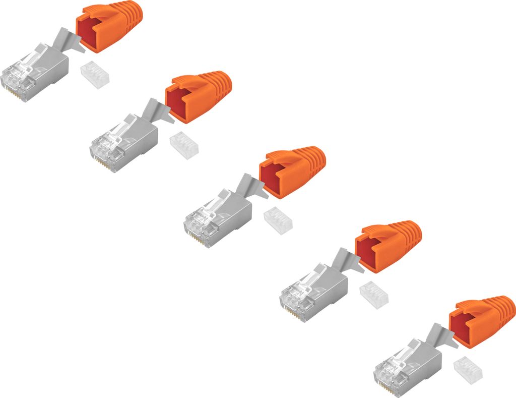 5x ARLI RJ45 Netzwerkstecker mit Zugentlastung, Einführhilfe und Tülle für Verlegekabel Cat7