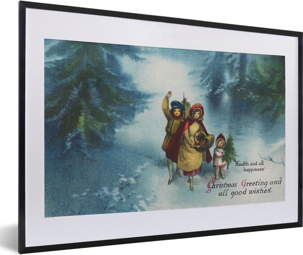 MuchoWow Gerahmtes Poster Weihnachtsbotschaft - Schnee - Weihnachten 60x40 cm - Poster mit Schwarzem Bilderrahmen Wandposter Rahmen Foto Bilder -...