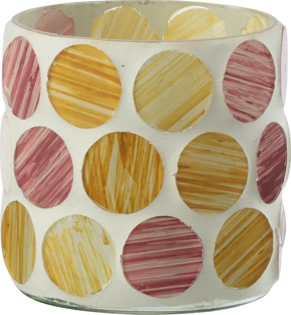 Bougeoir J-Line en verre blanc cassé et fuchsia small - Déco chic