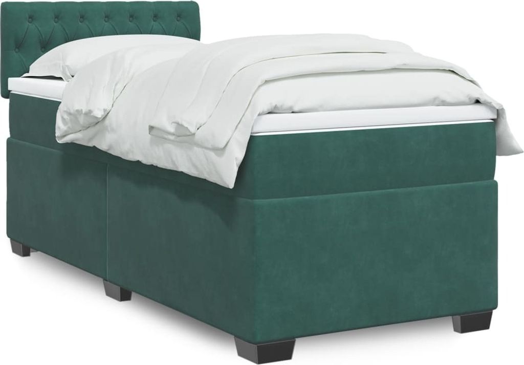 Maison Exclusive - Boxspringbett mit Matratze Dunkelgrün 90x190 cm Samt