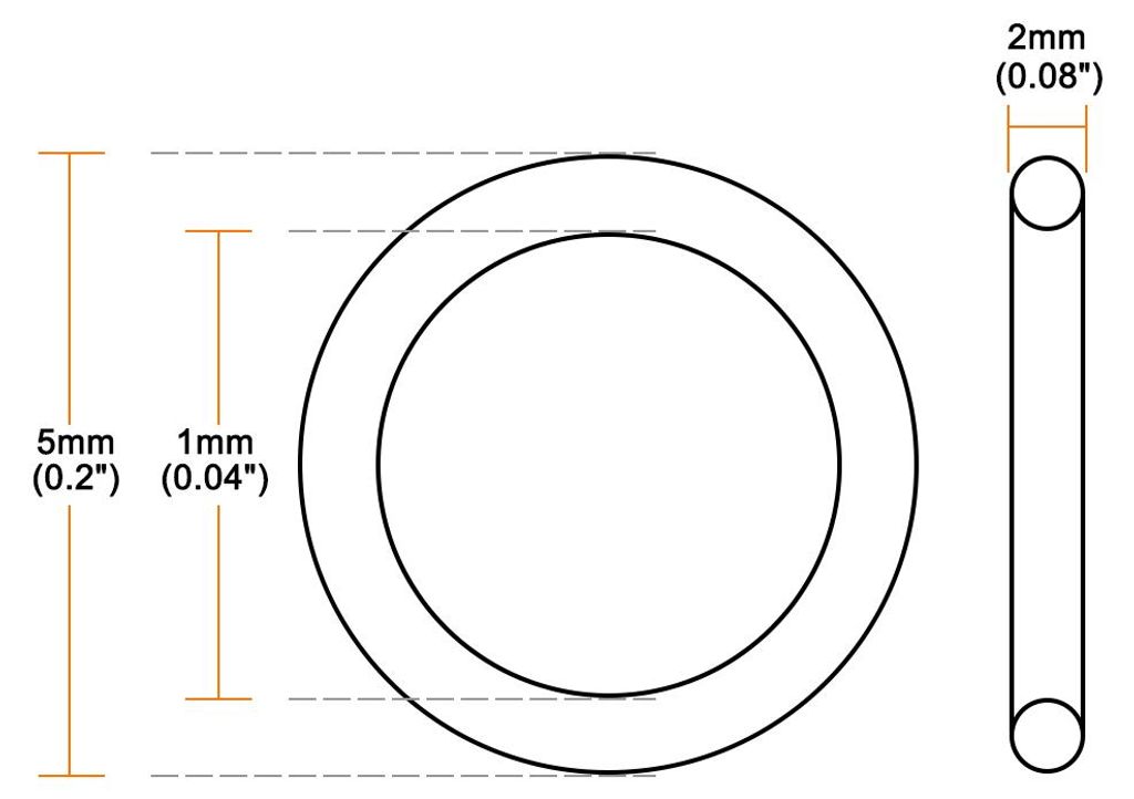 20St Silikon O-Ring VMQ Versiegelung Dichtring 5mm AD 1mm ID 2mm Breite Wei?