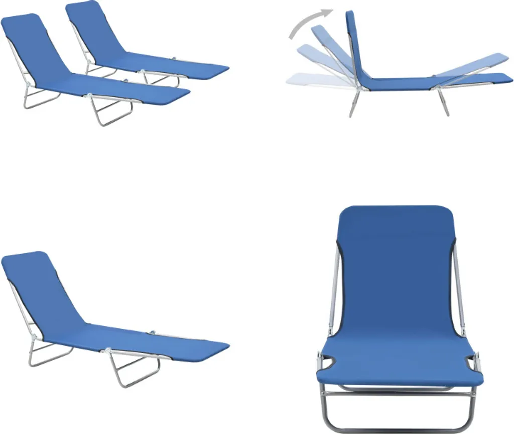 Offerta Set 2 Lettini Prendisole vidaXL Pieghevoli con Parasole