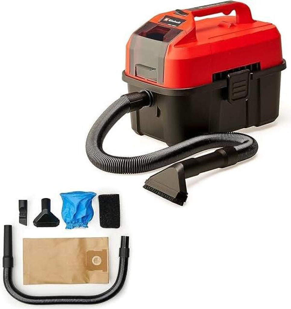 Einhell Akku-Nass-Trockensauger TE-VC 18/10 Li-Solo Power X-Change (18 V, 10 L Tank, inkl. 2 m-Schlauch, Fugen-/Bürstendüse + Polster-/Universald...