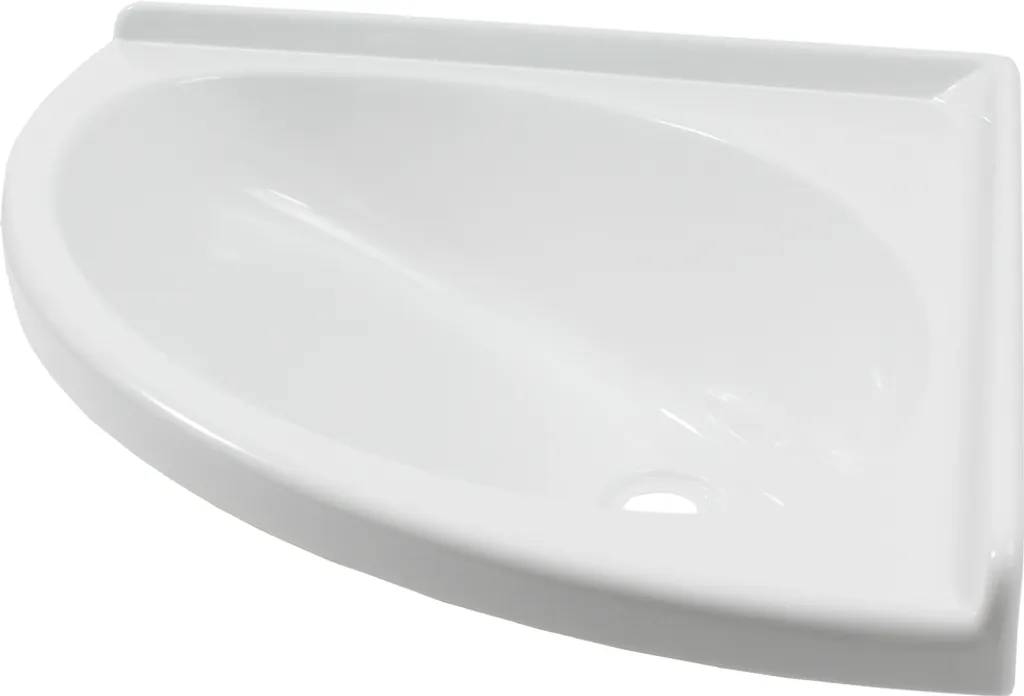 Lavabo d'angle ovale blanc 420x420x165 mm pour camping-car et bateau