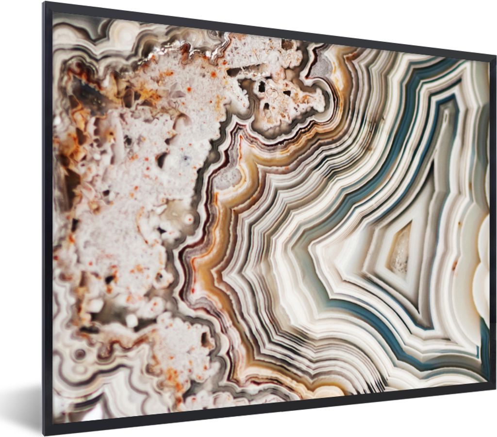 MuchoWow Gerahmtes Poster Edelsteen - Marmer - Natuur - Abstract 40x30 cm - Poster mit Schwarzem Bilderrahmen Wandposter Rahmen Foto Bilder
