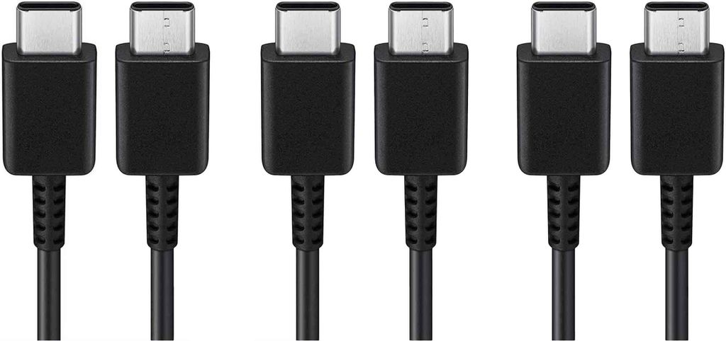 3x Typ-C Schnell-Ladekabel für Original Samsung Galaxy Note 10, Note 10 Lite, Note 10+ Datenkabel super-schnell schwarz 1m beidseitig USB Type-C s...