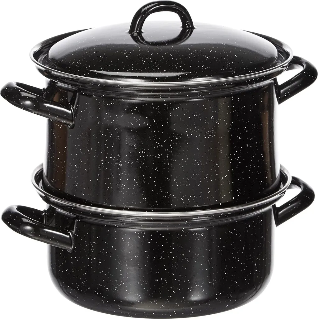 Faitout vapeur Riess pour pommes de terre 18cm marmite émaillée noire 2L
