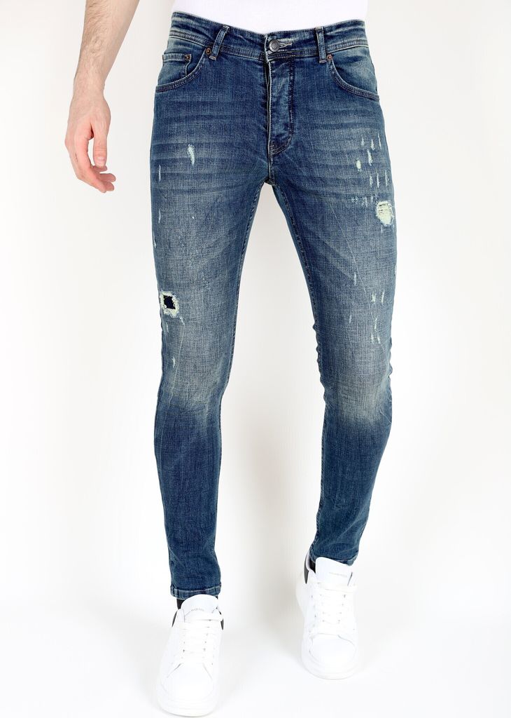 Blaue Slim Jeans Mit Rissen MM - 33