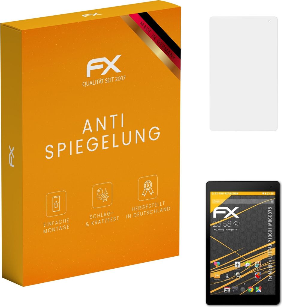 atFoliX FX-Antireflex 2x Schutzfolie kompatibel mit Medion LIFETAB P10601 (MD60875) Displayfolie