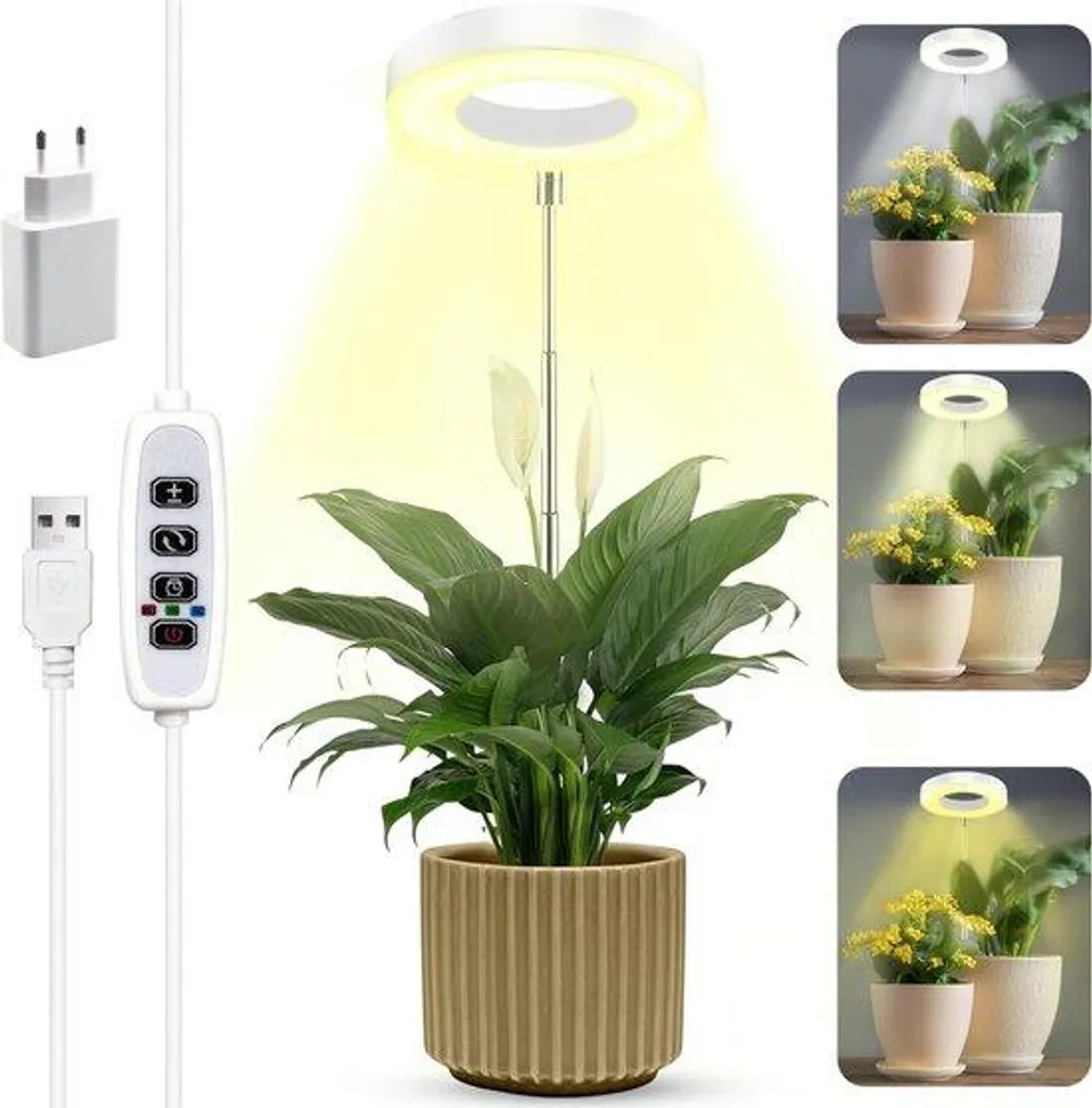 Lampe LED blanche pour serre de culture avec minuterie et 3 modes