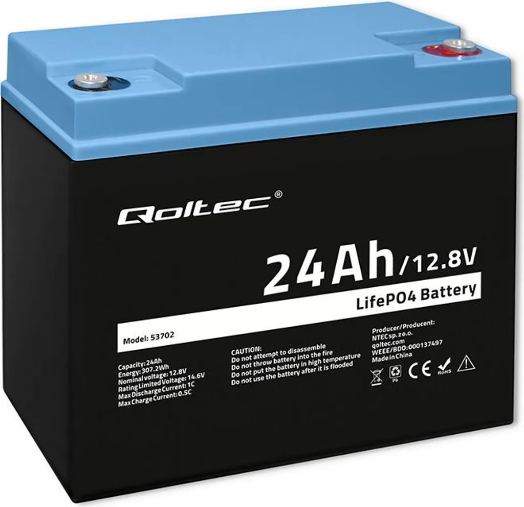 Batterie LiFePO4 12.8V 24Ah Idéale pour Camping-Car et Système Solaire