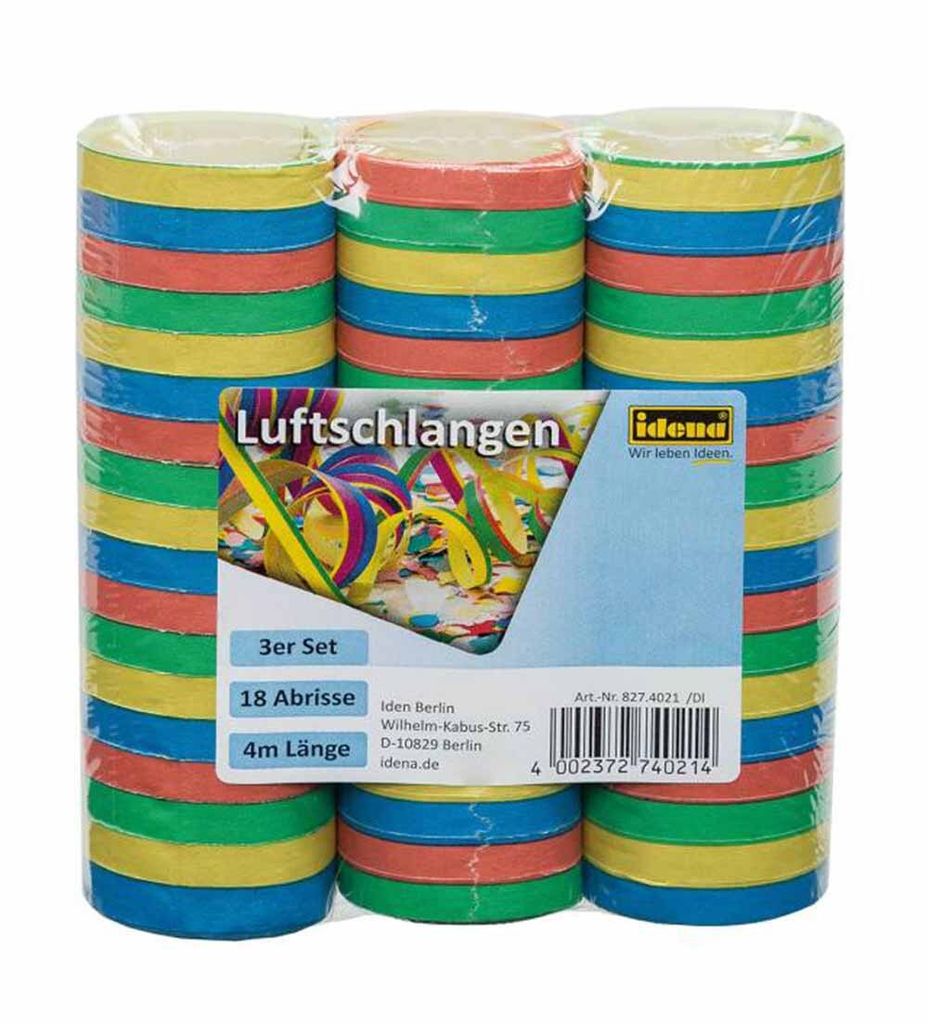 Idena 8274021 Idena Luftschlangen bunt 3 St. Immagine del prodotto 