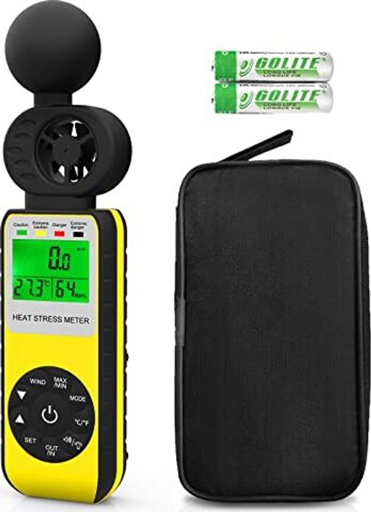 Digital Anemometer Windmesser Handwärmestress WBGT Messgerät misst Geschwindigkeit/Windemperatur/Luftfeuchtigkeit, Geschwindigkeitsindustrie im F...