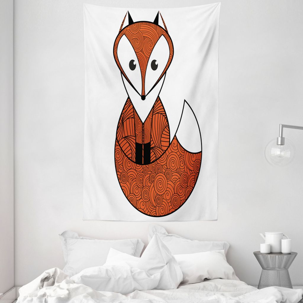 ABAKUHAUS Fuchs Wandteppich und Tagesdecke, Cartoon Spiral-Muster aus Weiches Mikrofaser Stoff Waschbar ohne Verblassen Digitaldruck, 140 x 230 cm,...