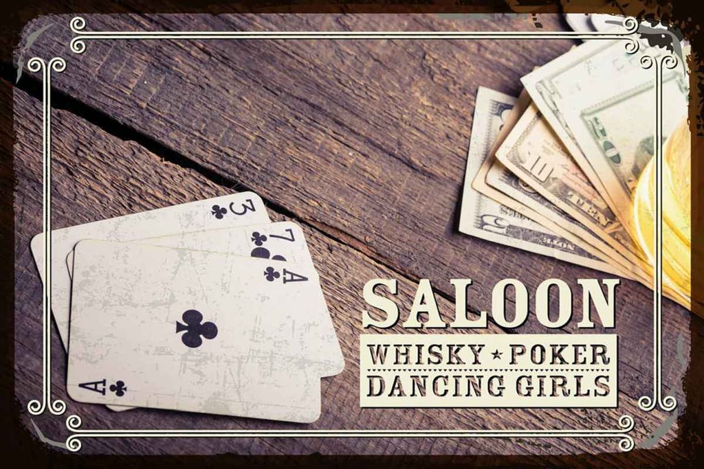 vianmo Holzschild 20x30 cm Saloon Whisky Poker Dancing