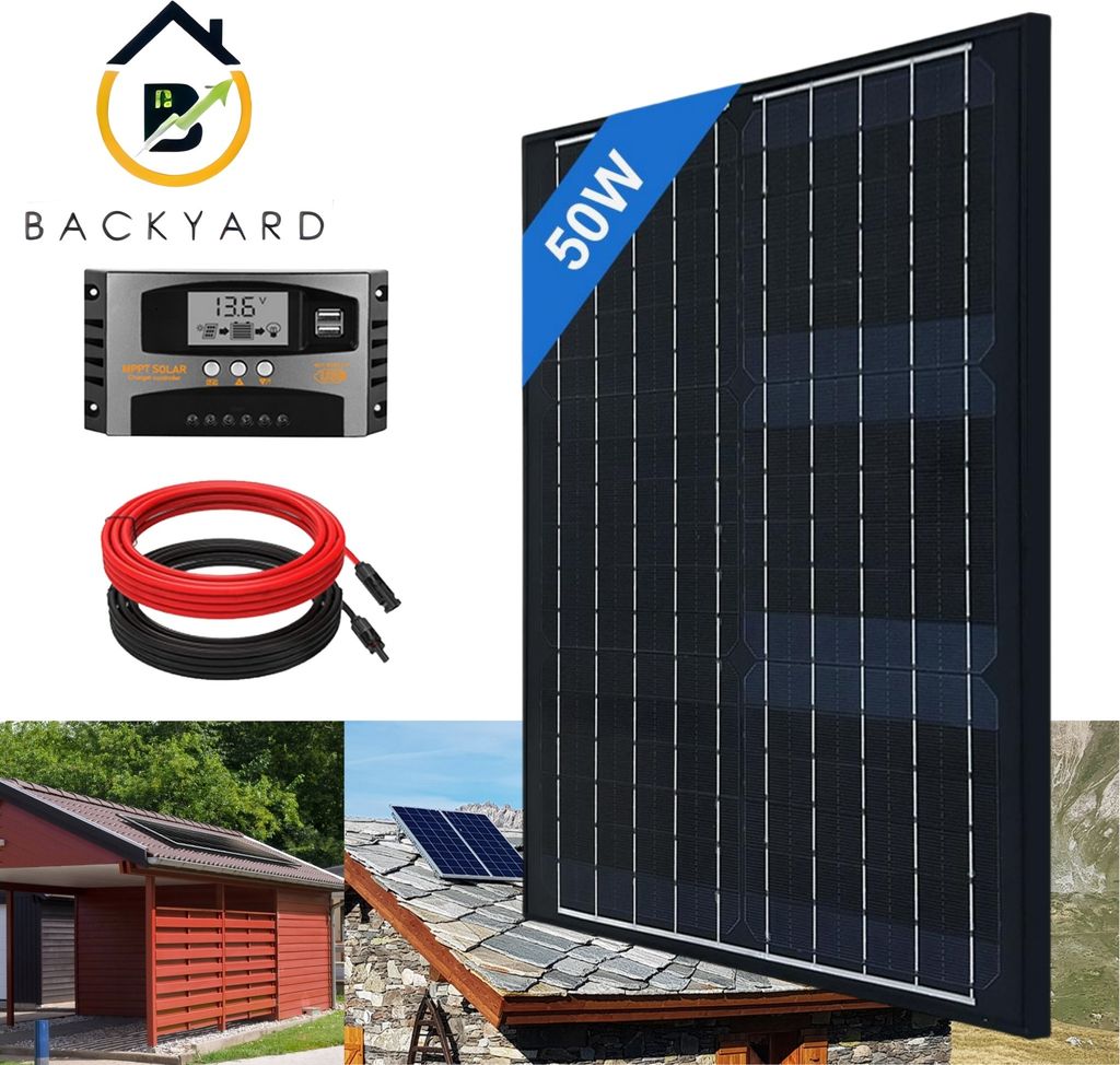50W Solarmodul Kit 12V Monokristallin Solarpanel Solaranlage für Wohnmobil Camping 0% MwSt