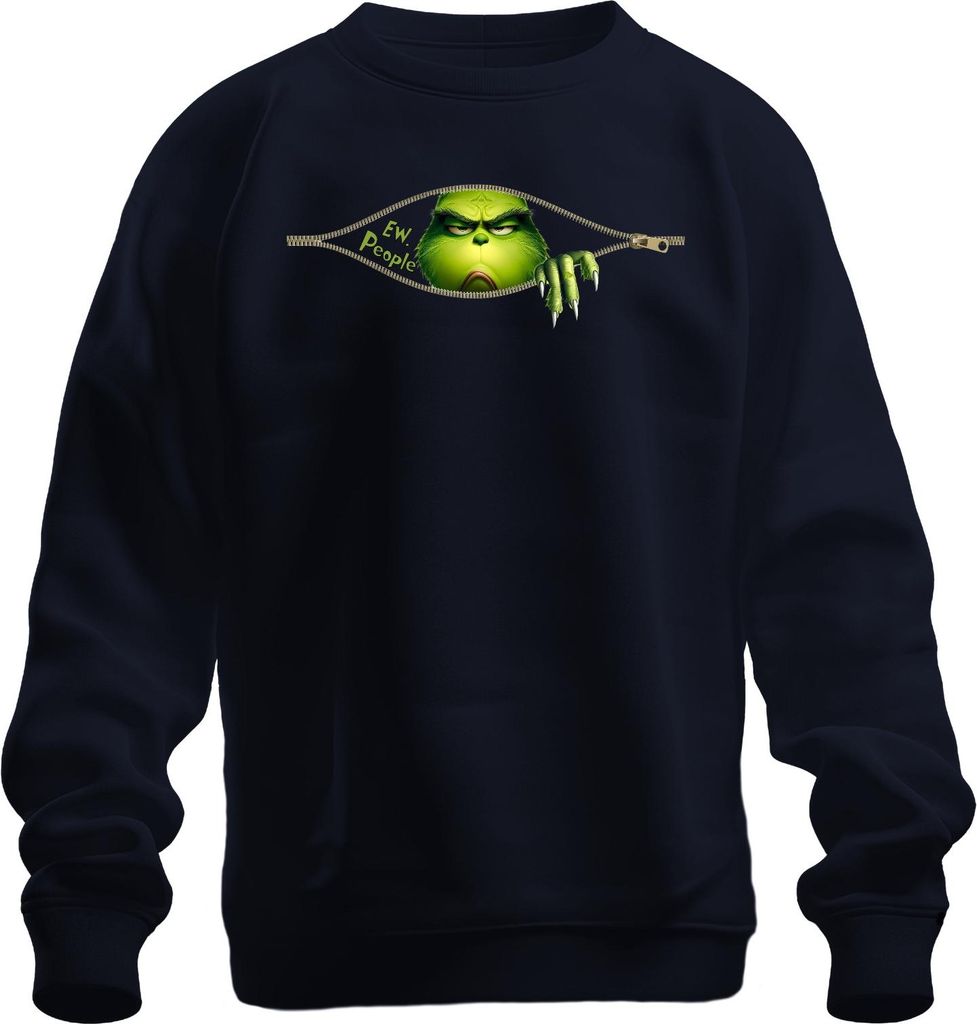 Ew People Grinch Reißverschluss frech lustig Weihnachten Uni Sweatshirt Pullover, Navy, XL