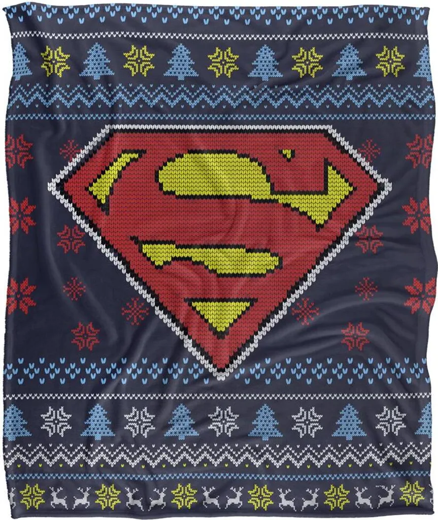 Plaid Superman de Noël en Maille Fair Isle TV19079 Couverture Colorée