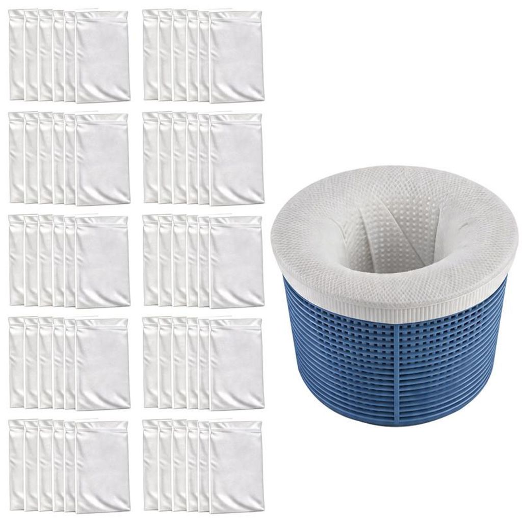 50er Pack Pool Skimmer Socken – wiederverwendbare Filternetze – Schutz von Pumpe, Filter & Skimmerkörben, für Aufstell- & Einbaupools