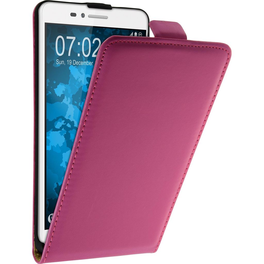 PhoneNatic Kunst-Lederhülle kompatibel mit Huawei Honor 5X - Flip-Case pink + 2 Schutzfolien
