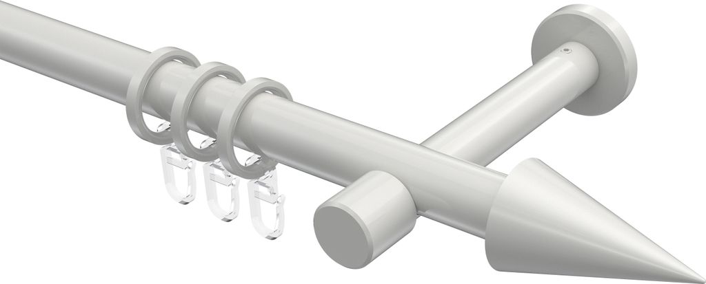 Interdeco Gardinenstange / Vorhangstange Weiß, Typ Prestige Savio (Kegel), 20 mm Ø 1-läufig, 120 cm