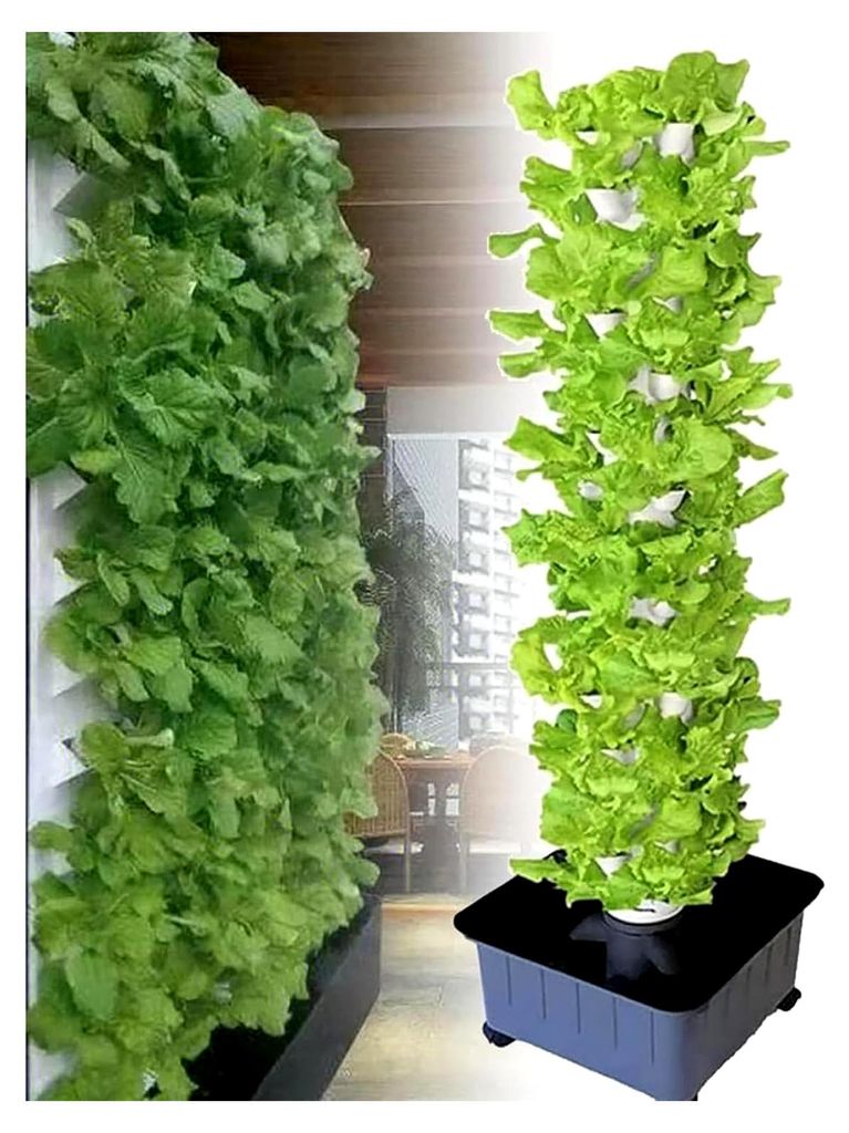 Hydrokultur-Turm für den Garten, vertikales Anbausystem mit 15 Etagen und 45 Pflanzenpositionen