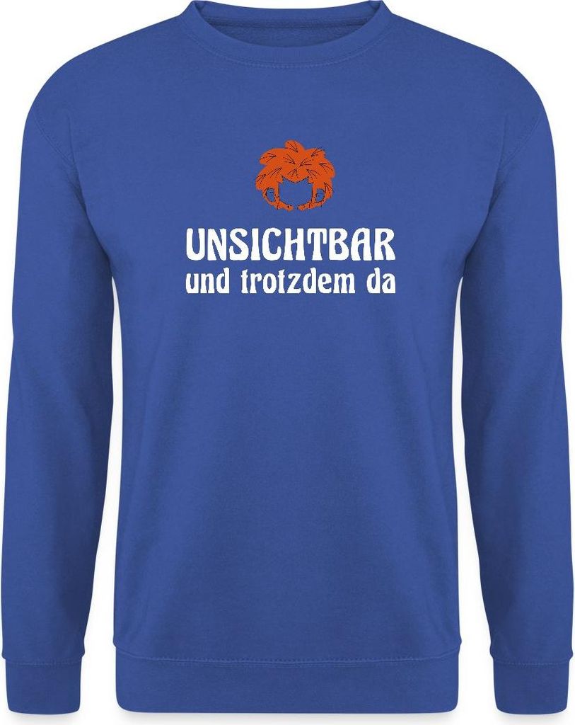 Spreadshirt Pumuckl Mit Spruch Unsichtbar Und Trotzdem Da Uni Pullover, M, Royalblau
