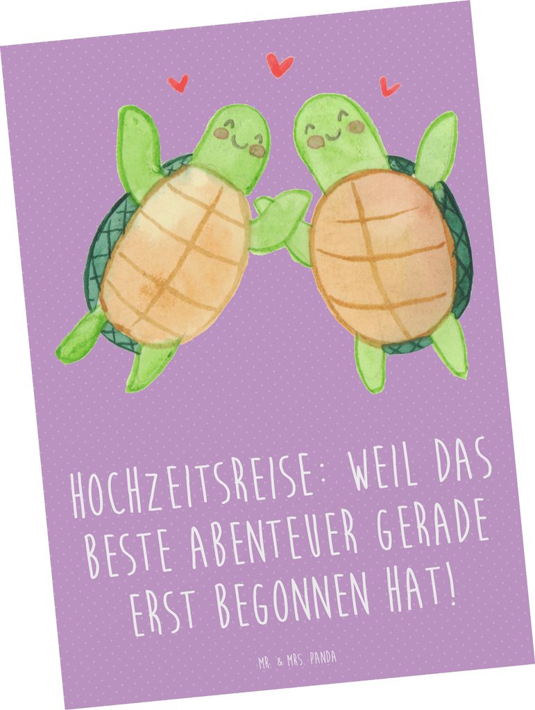 Mr. & Mrs. Panda Postkarte Hochzeitsreise Abenteuer - Lavendeltraum - Geschenk, Herausforderungen, frisch verheiratet, Andenken, bildkarte, Ansicht...