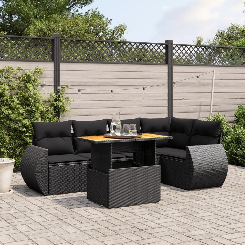 Maison Exclusive - 6-tlg. Garten-Sofagarnitur mit Kissen Schwarz Poly Rattan