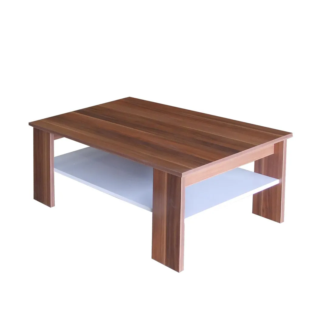 Table basse bicolore Idea 67950 noyer et blanc avec rangement chic