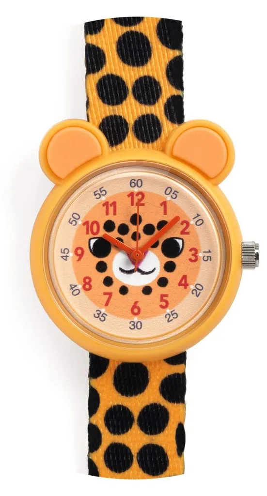 Montre Tigris Djeco avec bracelet en tissu illustré et boîtier antichoc