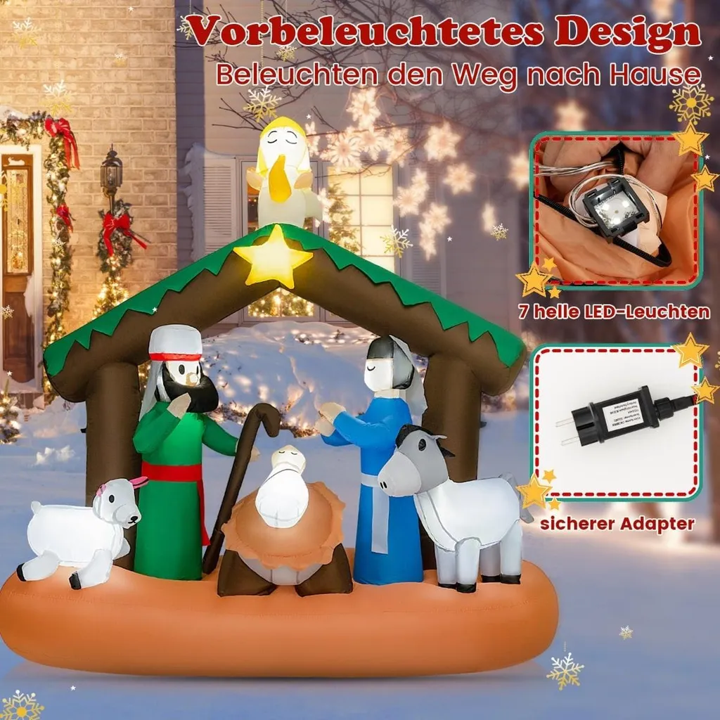 Crèche de Noël gonflable 180 cm résistante aux intempéries avec LED blanc - 4