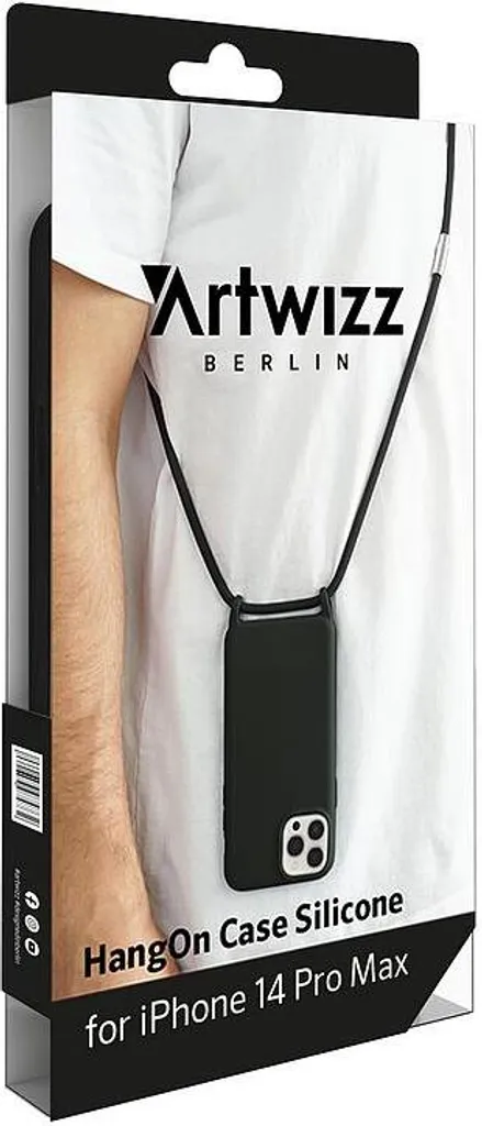 Coque iPhone 14 Pro Max avec collier ARTWIZZ HangOn en silicone noir - 2