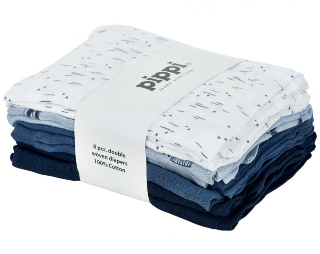 hydrophile Tücher 70 cm Baumwolle weiß/blau 8 Stück