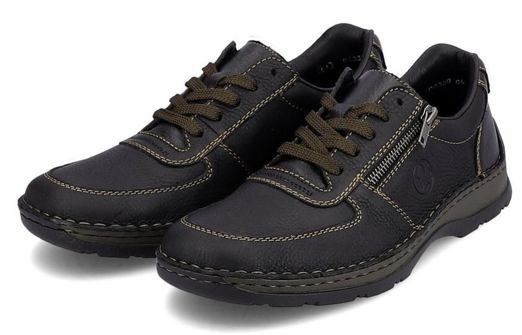 Rieker Herren Echtleder Schnürhalbschuh schwarz, Herren:45 Produktbild 