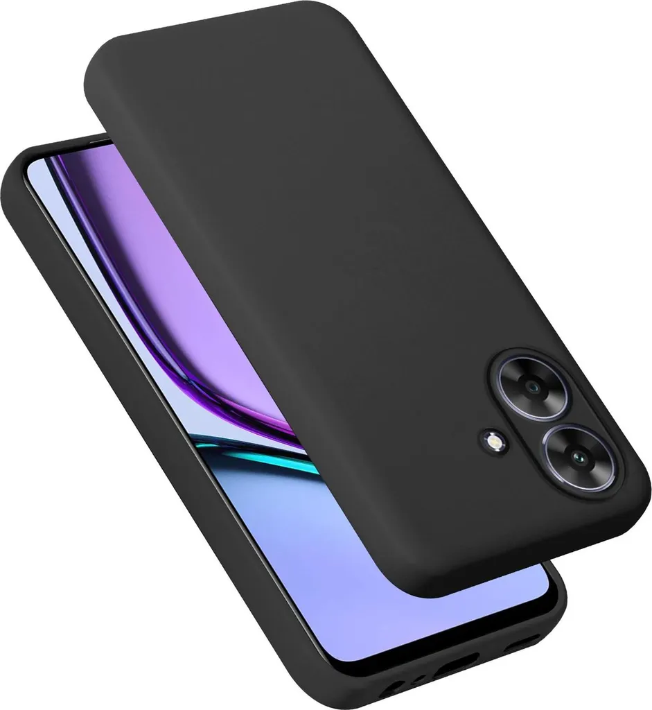 DOINK Cover In Silicone Ultra Per Realme C21 - Custodia Antiurto Con Bumper In Fibra E Bordi Rialzati - Nero