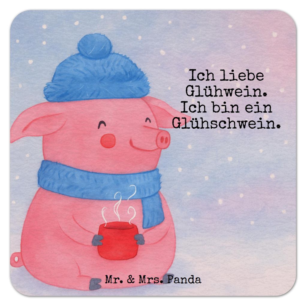 Mr. & Mrs. Panda Tischuntersetzer Schwein Glühwein Design 25er Set - Weiß - Geschenk, Weihnachtsmarkt, Bierfilzl, gläseruntersetzer, Getränkeun...