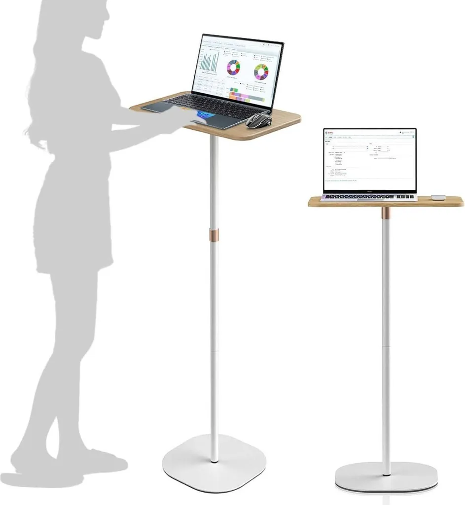 Table Portable Réglable 46-120cm - Pupitre Ergonomique Blanc Polyvalent