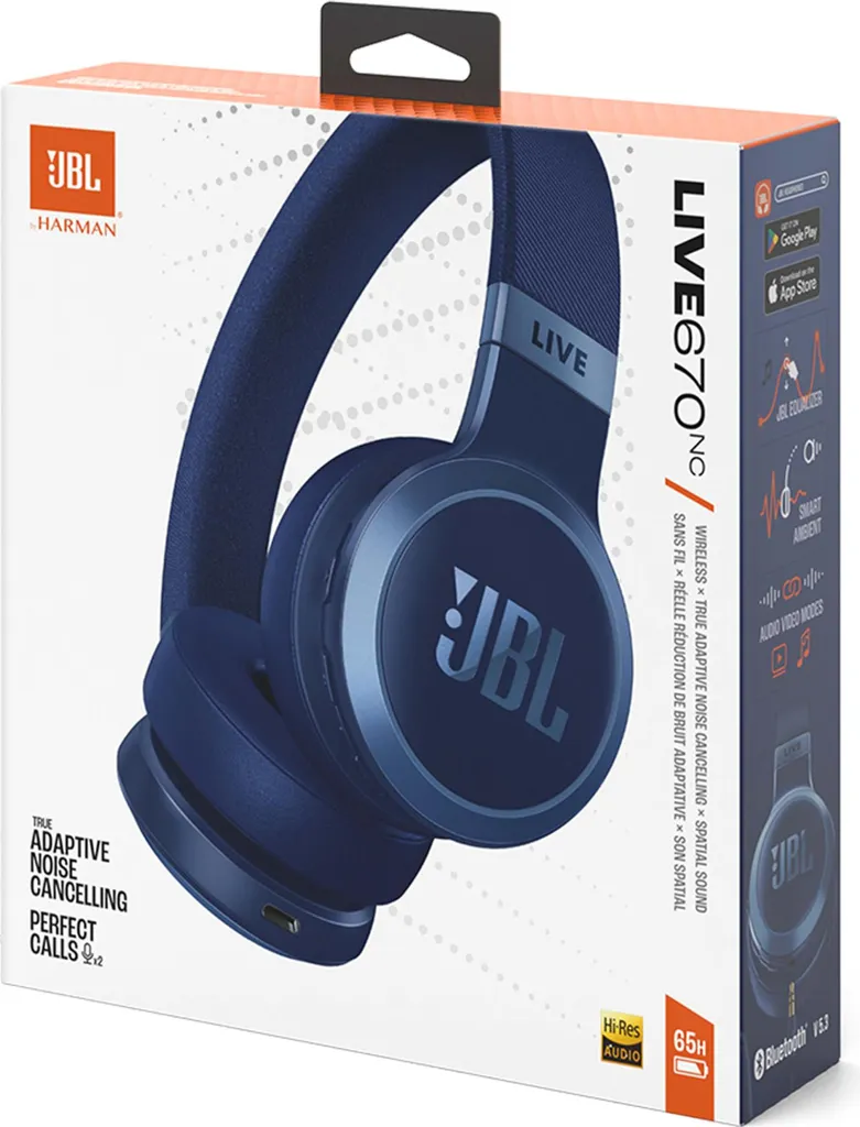 Casque audio Bluetooth JBL Live 670NC bleu à réduction de bruit