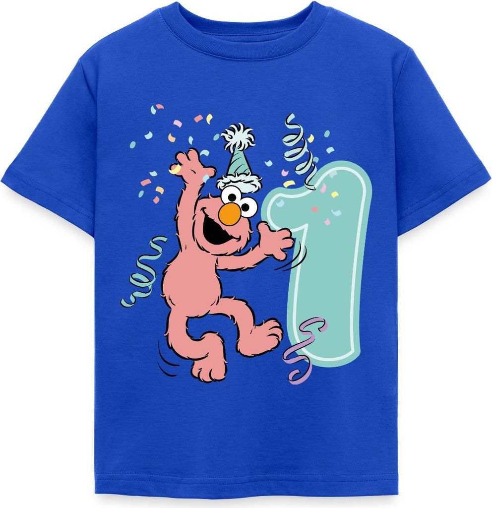 Spreadshirt Sesamstraße Geburtstagdesign Mit Elmo Ein Jahr Kinder T-Shirt, 110/116 (5-6 Jahre), Royalblau
