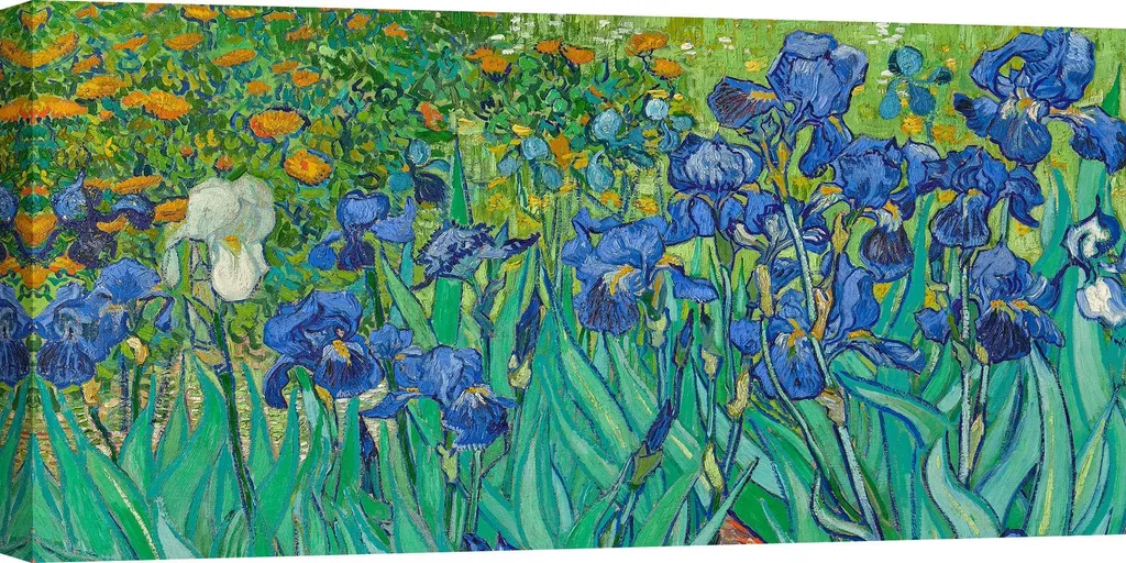 Décoration murale salon Van Gogh Iris - Grand tableau toile 140x70 cm