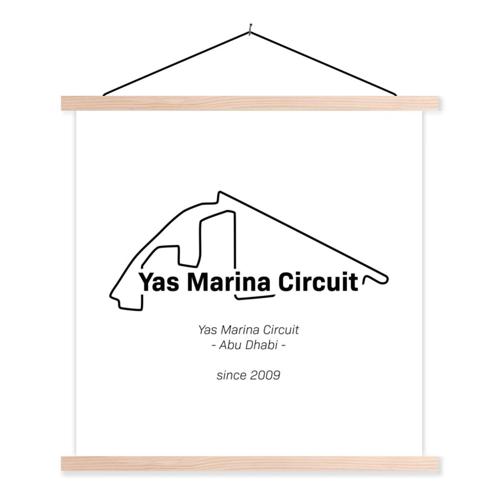 MuchoWow Textilposter Formel 1 - Abu Dhabi - Rennstrecke 60x60 cm mit holzfarbenen Rahmen - Wanddekoration