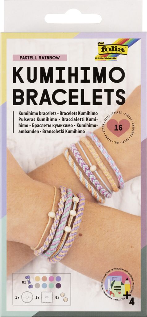 folia Kumihimo Bracelets-Set PASTELL RAINBOW 16-teilig