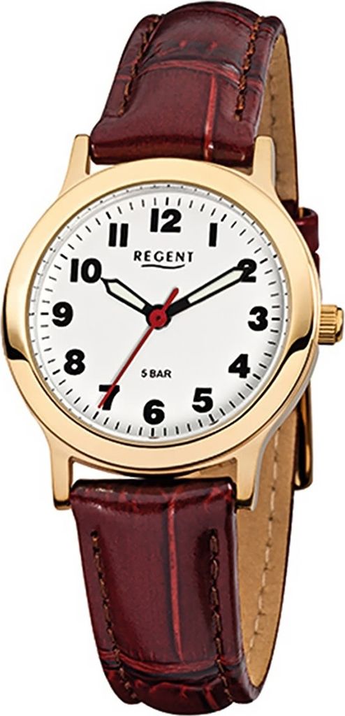 Regent Leder Damen Uhr F-825 Quarzuhr Armband braun D2URF825
