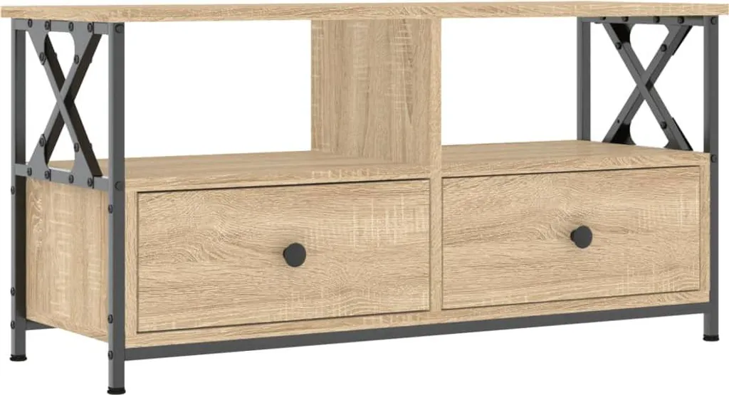 Mobile TV Industrial Chic 90cm - Rovere Sonoma e Metallo per Loft