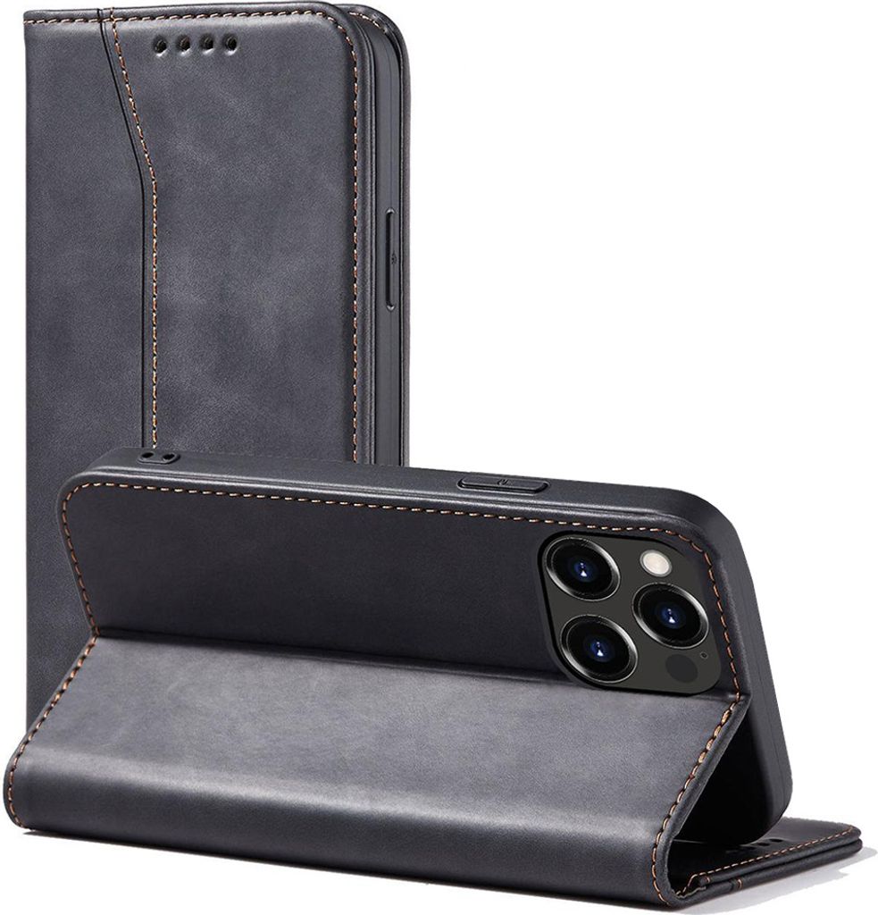 Magnet Fancy Fall Iphone 14 Pro Fall Mit Klappe Brieftasche Stand Schwarz
