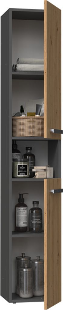 Wysoka szafka łazienkowa z półką ATSO - dąb artisan / Zdjęcie produktu 7