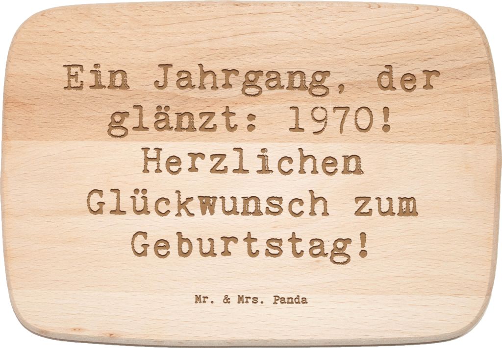 Mr. & Mrs. Panda Frühstücksbrettchen Spruch 1970 Geburtstag - Transparent - Geschenk, Jahrgang der glänzt, Geburtstagsgeschenk, Küchenbrett, sc...