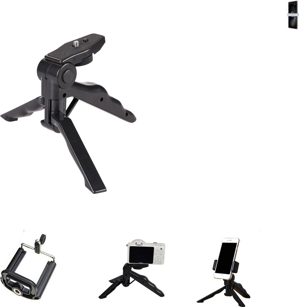 K-S-Trade Stativ Tisch-Ständer Dreibein Handy-Stativ Ständer kompatibel mit Alcatel 5 Mini-Stativ Smartphone Tripod Handy-Stativ aus Plastik schwarz