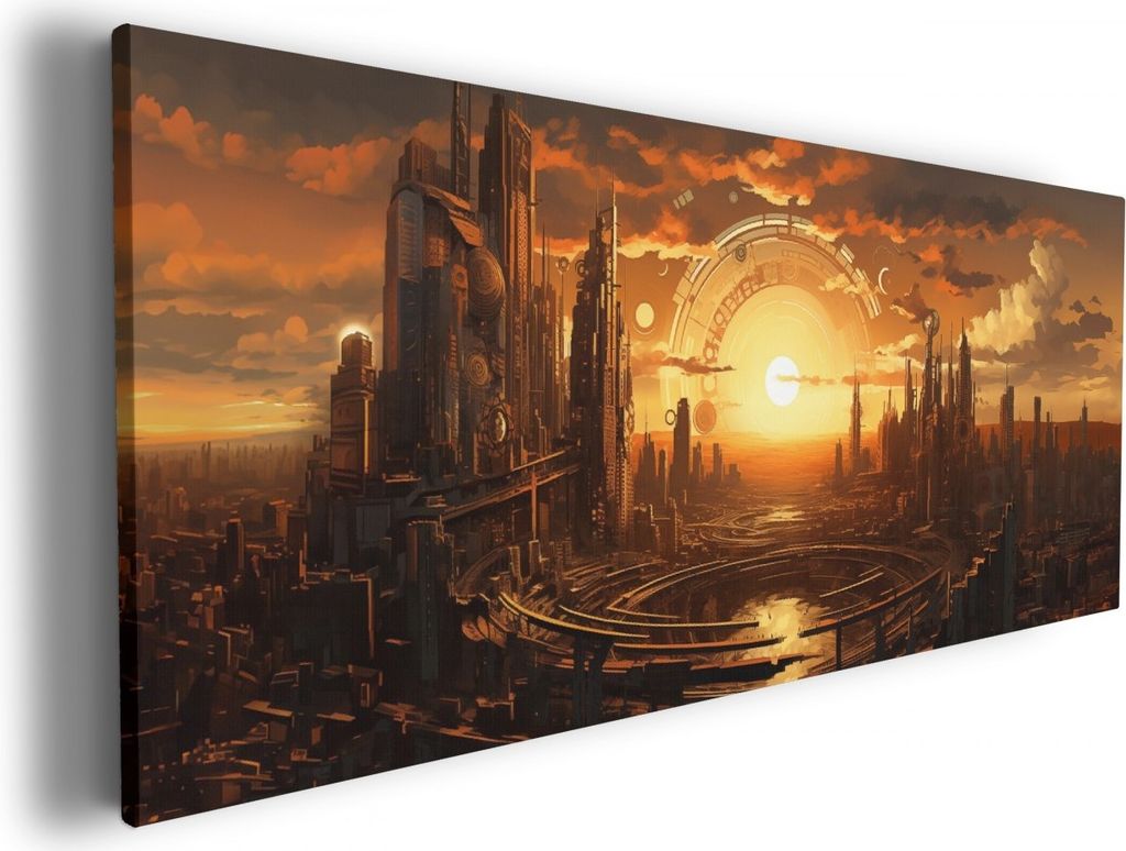 Wallario Premium Leinwandbild Sonnenportal in die Zukunft in Größe 50 x 125 cm